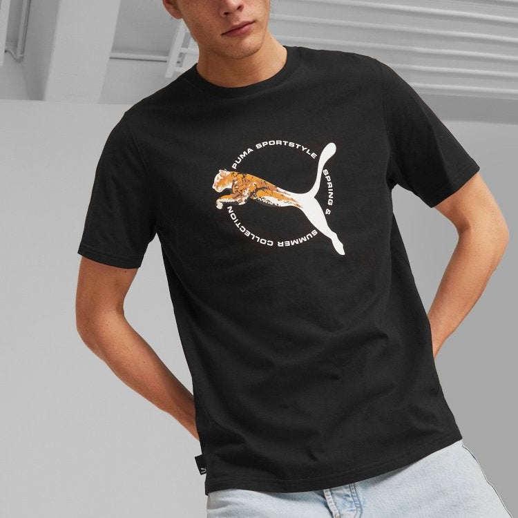 PUMA Real Cat Graphic T-Shirt 'Black' 622537-01 - 4