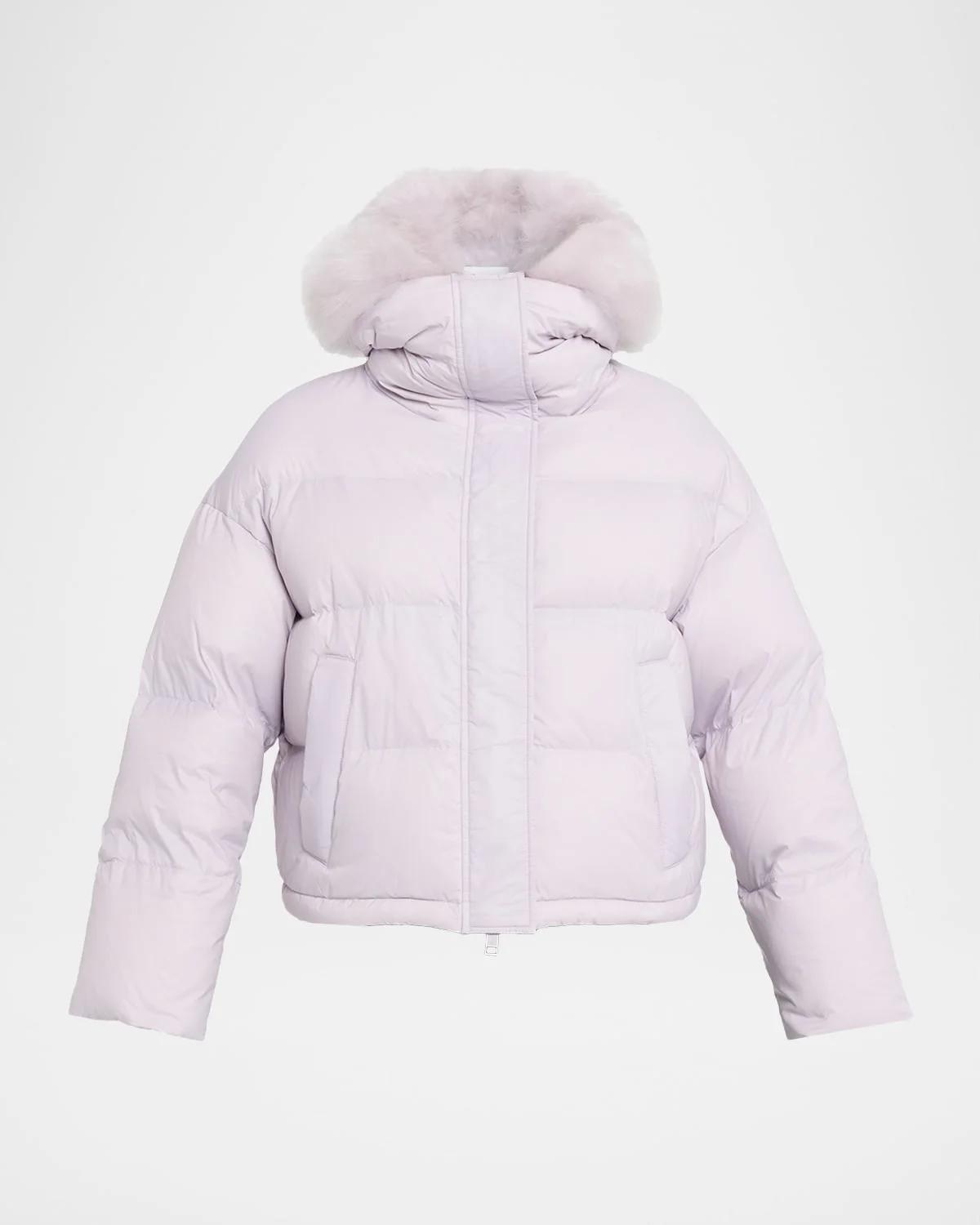 Short Down Jacket with Removable Fur Trim - 1