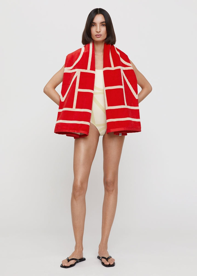 Monogram jacquard beach towel red 3