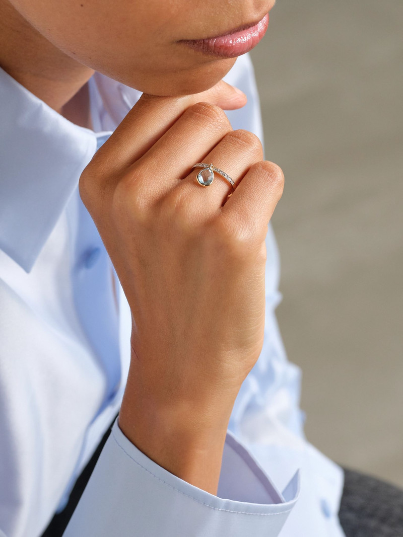 MATEO 14-karat gold, topaz and diamond ring Gold outlook