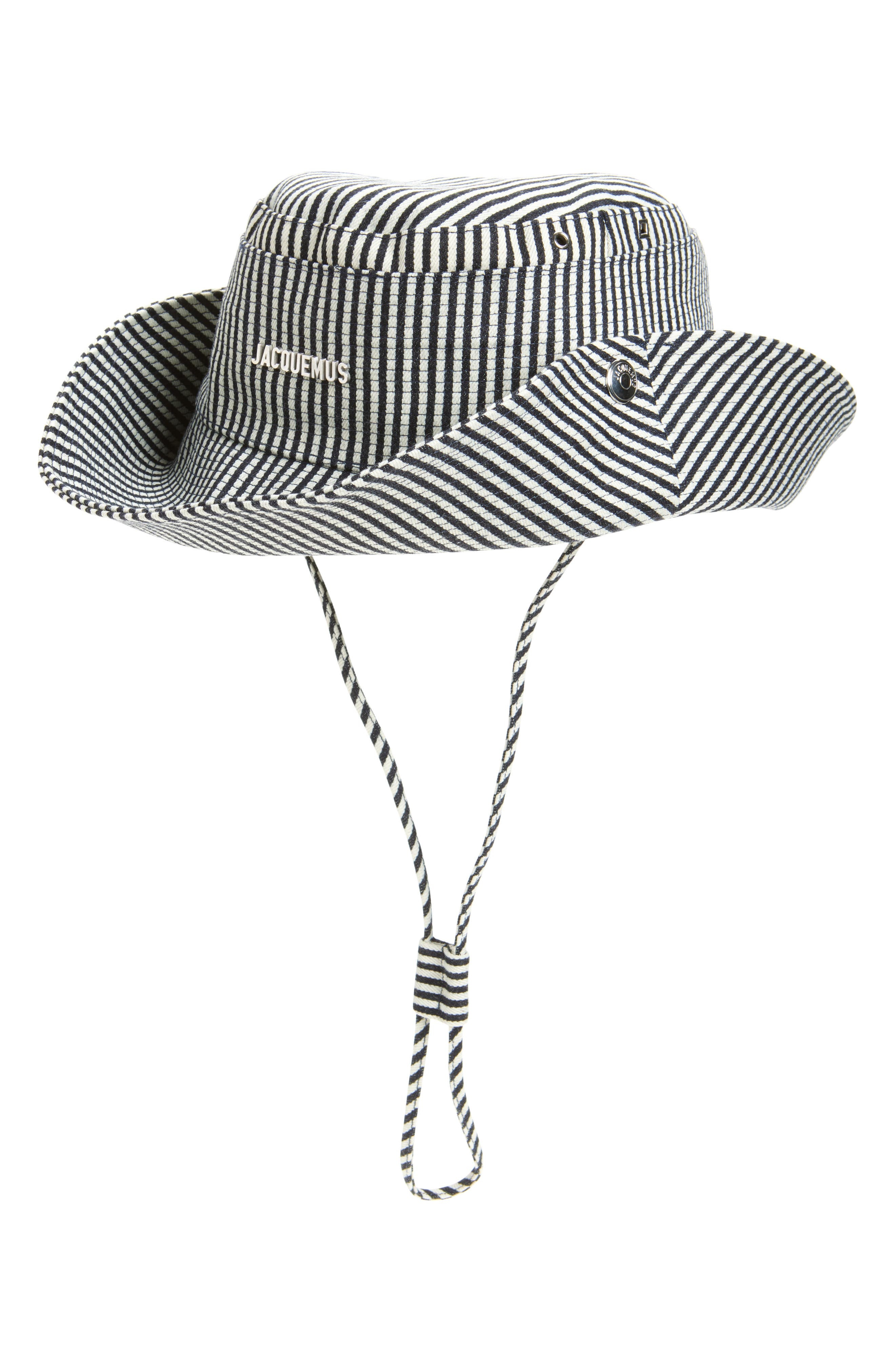 Jacquemus Le Bob de-Nîmes Cotton Twill Bucket Hat in Navy/White Stripe 3Fu at Nordstrom - 2