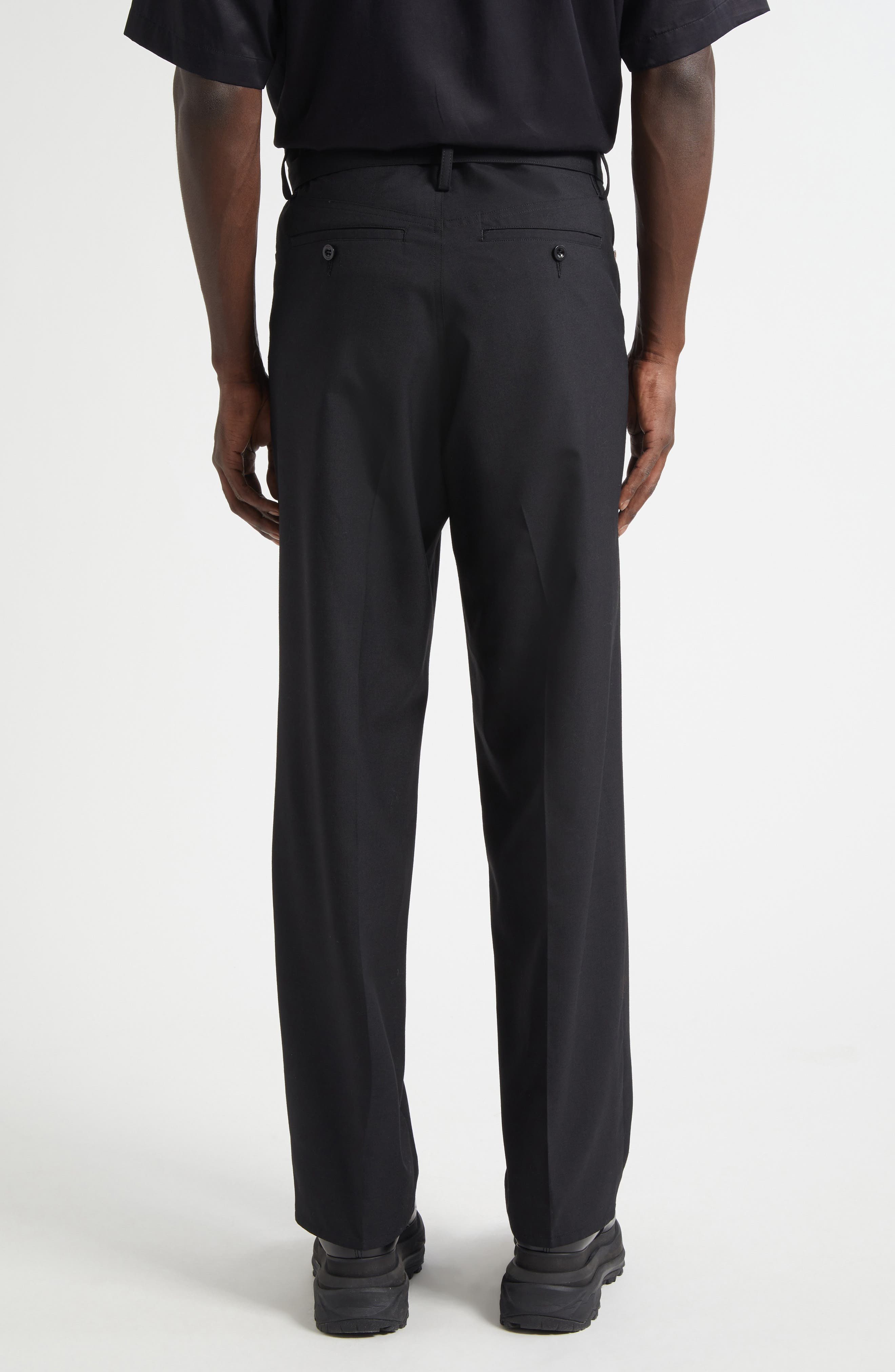 Sacai Belted Black Flat Front Five Pocket Pants at Nordstrom - 3