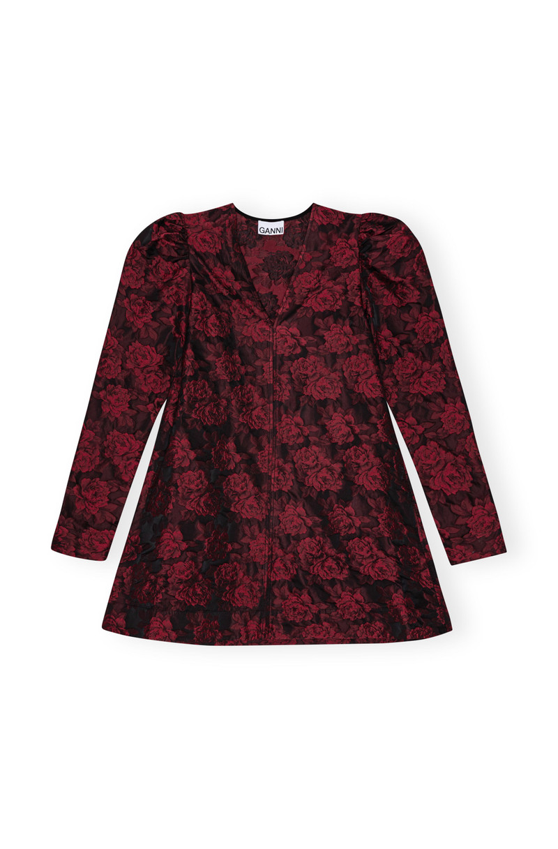 RED BOTANICAL JACQUARD MINI DRESS 6