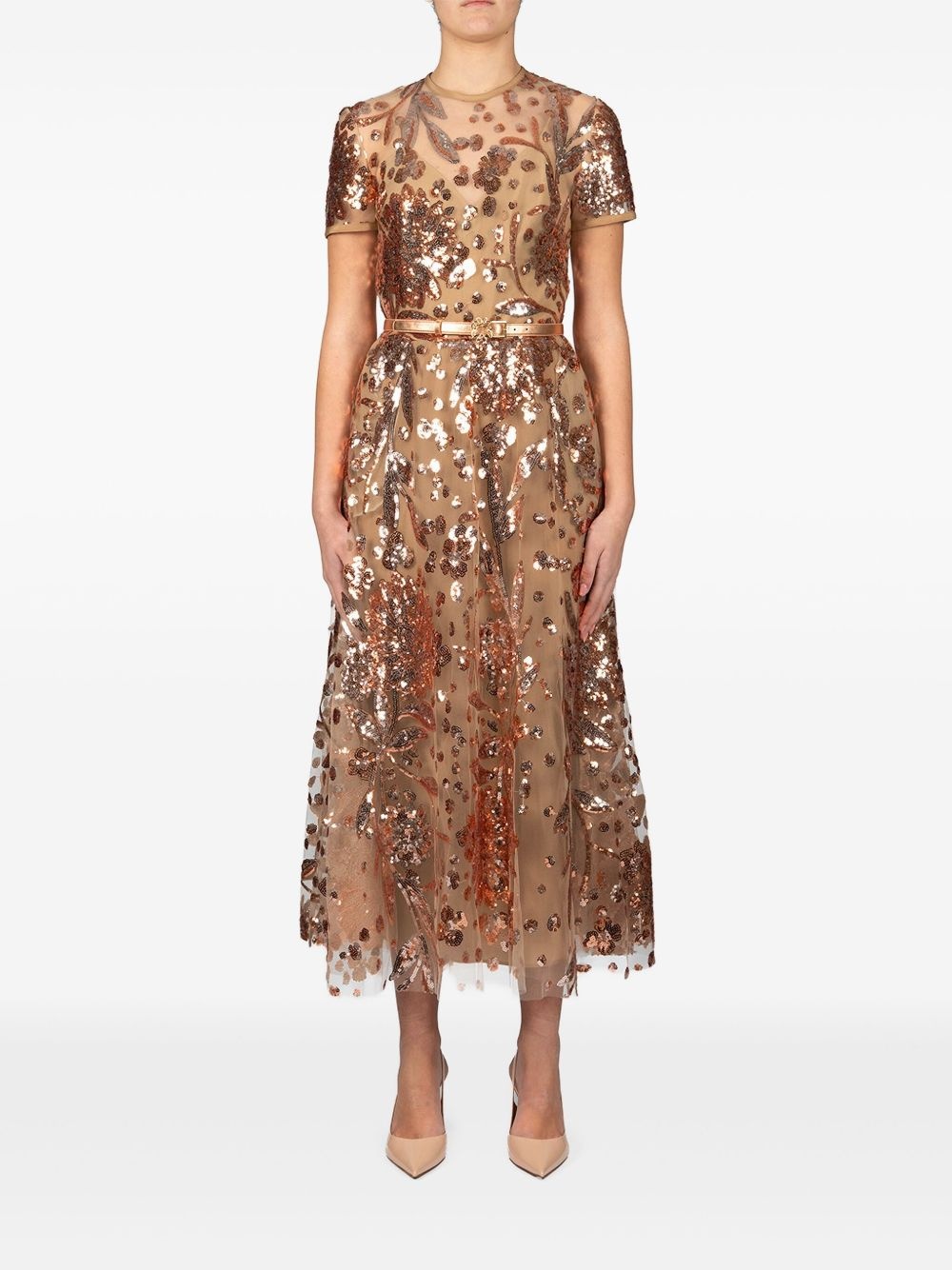embroidered tulle midi dress - 2