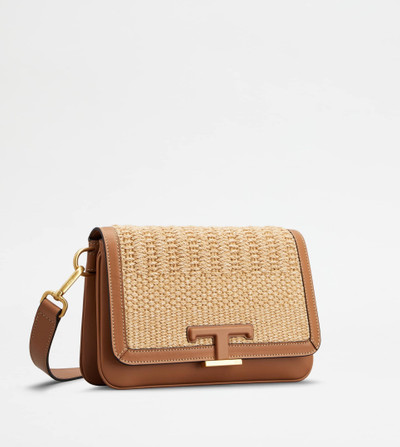 Tod's T TIMELESS BELT BAG IN CORD AND LEATHER MINI - BEIGE, OFF WHITE outlook