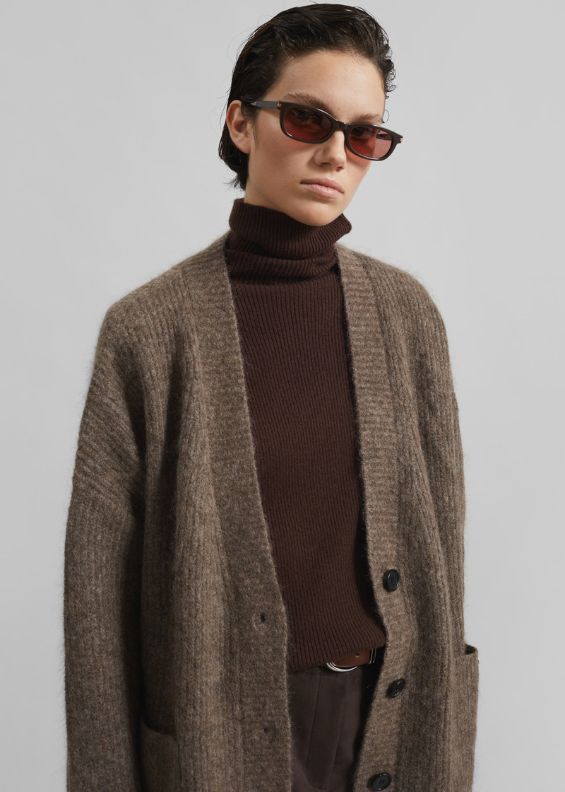 Ruhr Oversized Mohair Cardigan - Brown 3
