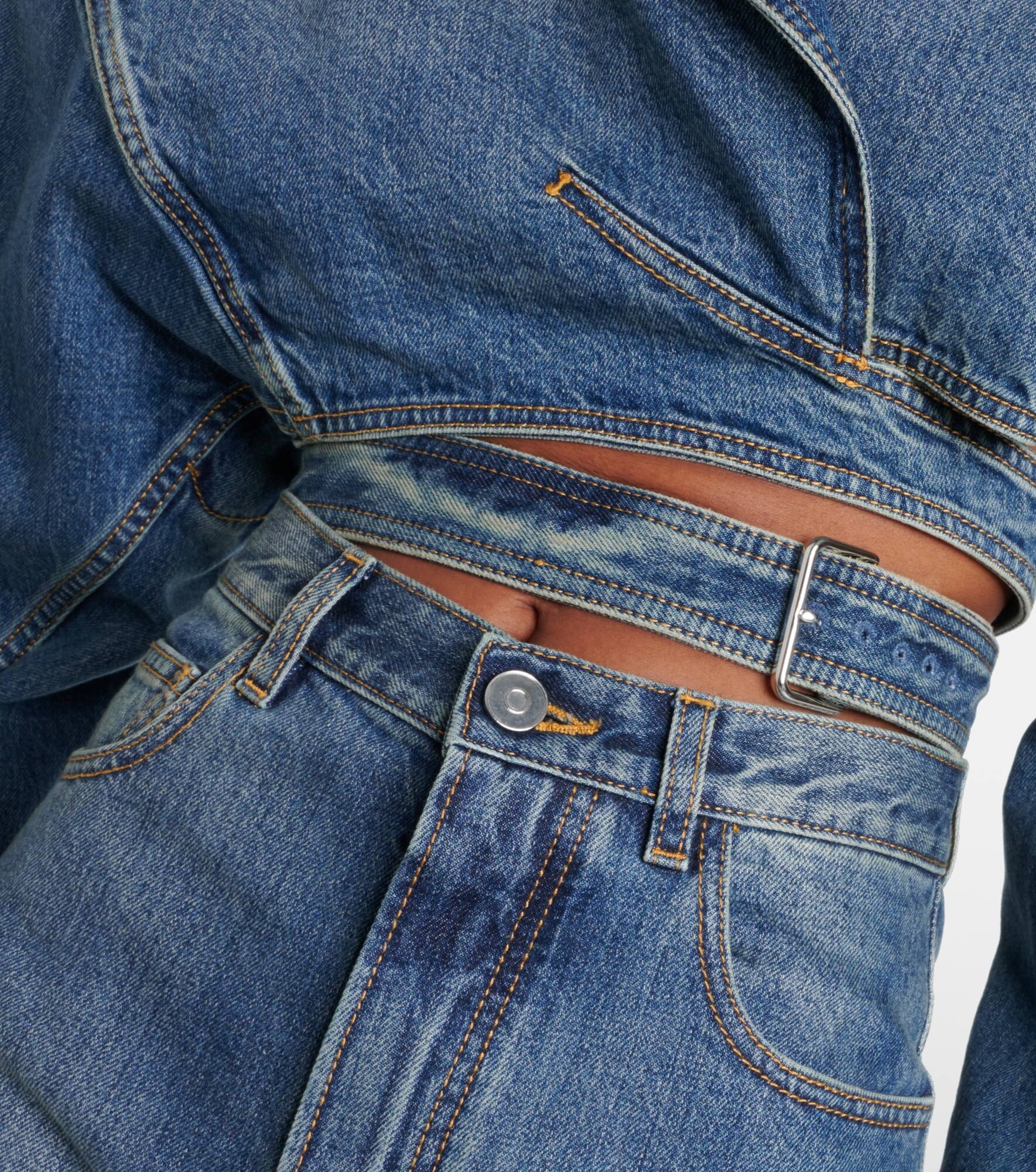 Cropped denim wrap jacket - 5