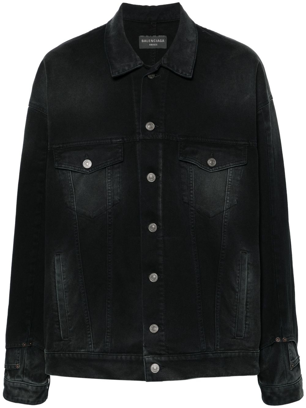 washed-denim button-up jacket - 1