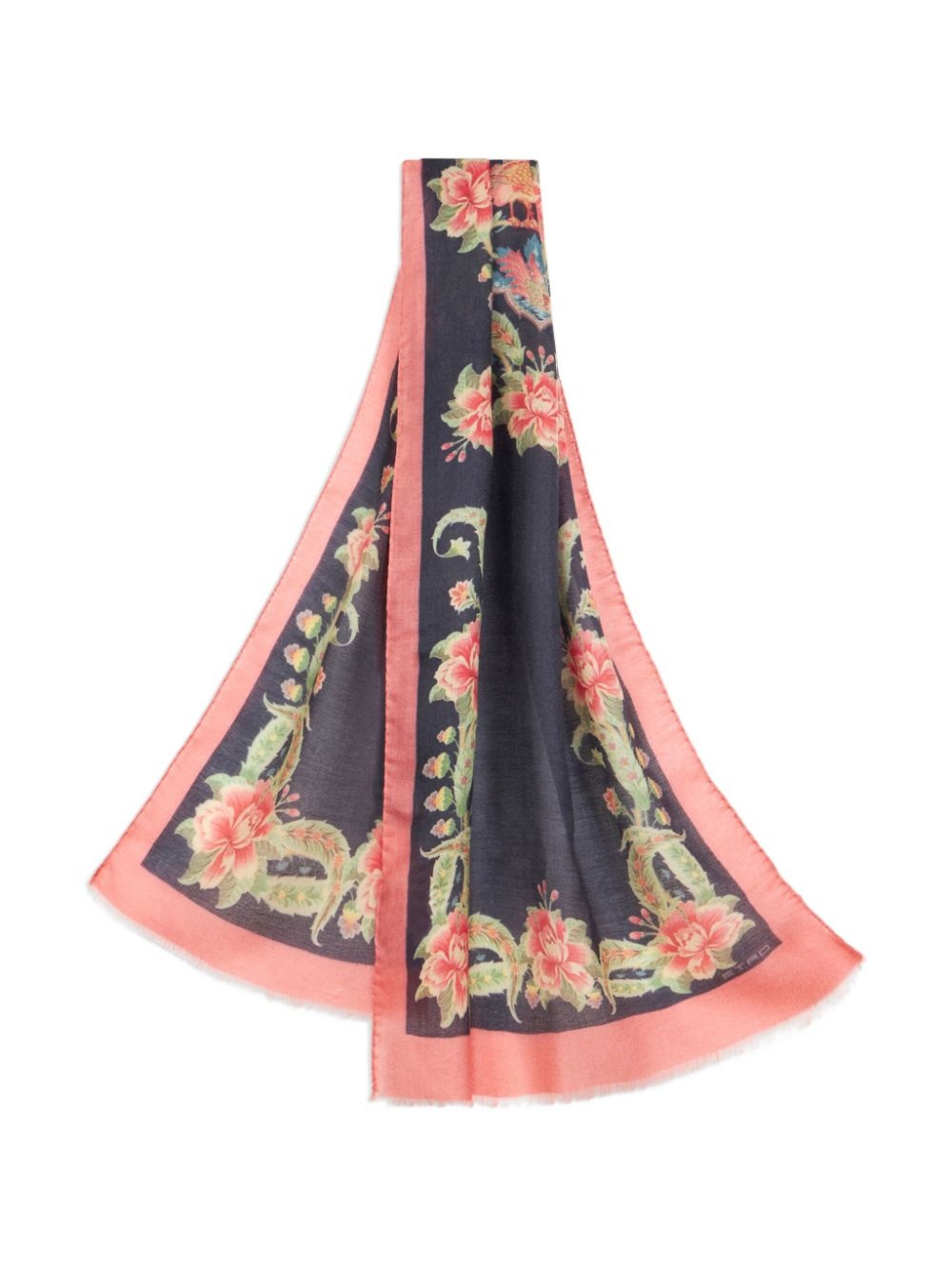 floral-print cashmere-silk blend scarf - 3