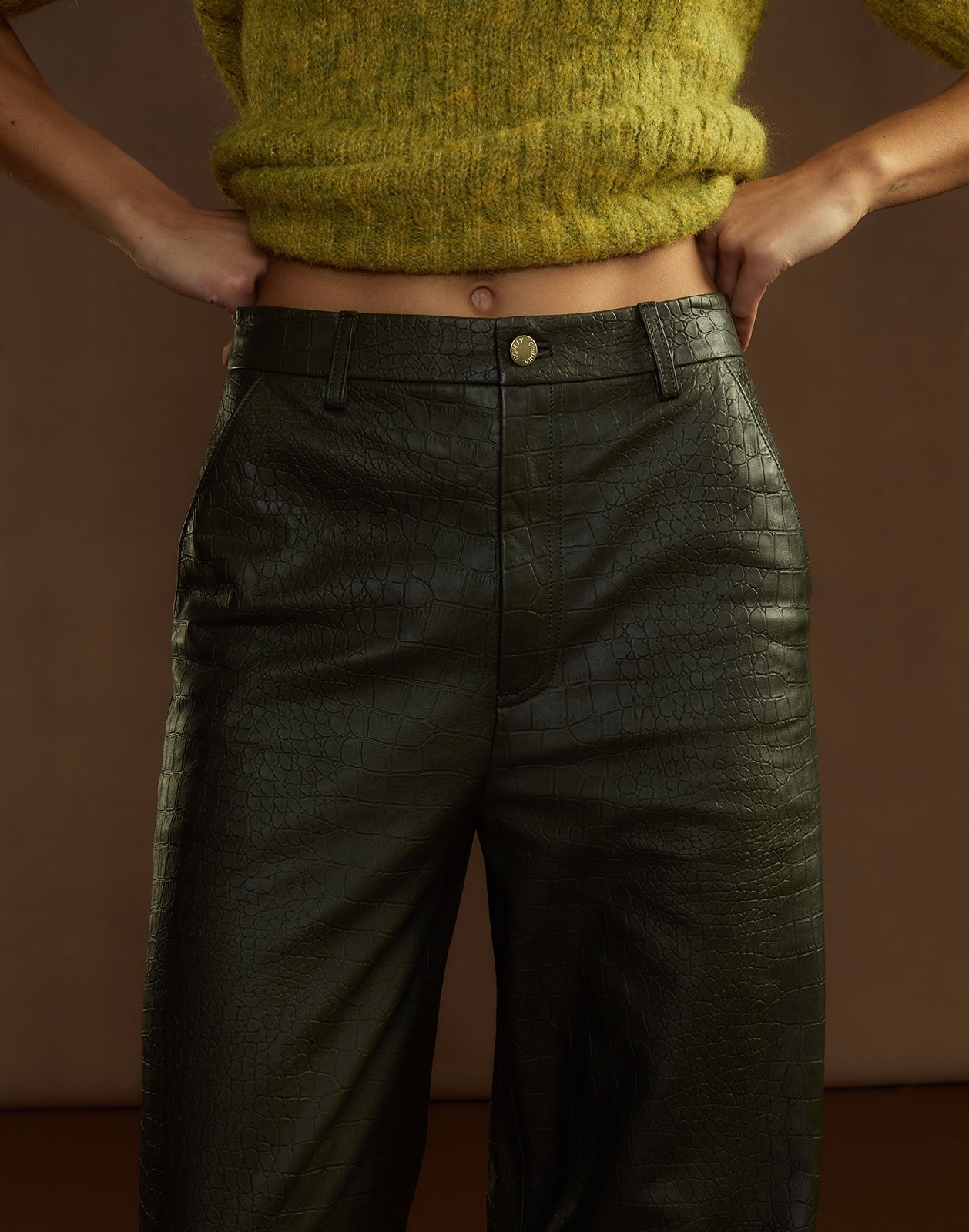 Embossed Leather Pants - 6