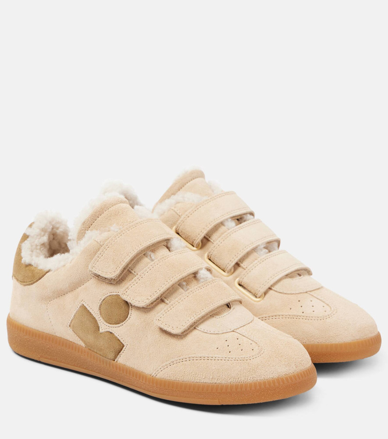 Beth shearling-trimmed leather sneakers - 1