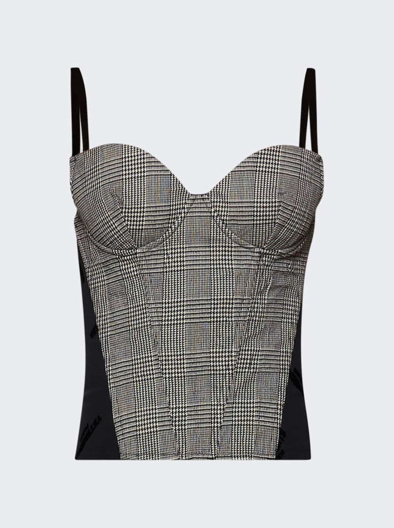 Metalized Wrinkled Corset Top Grey Check - 1