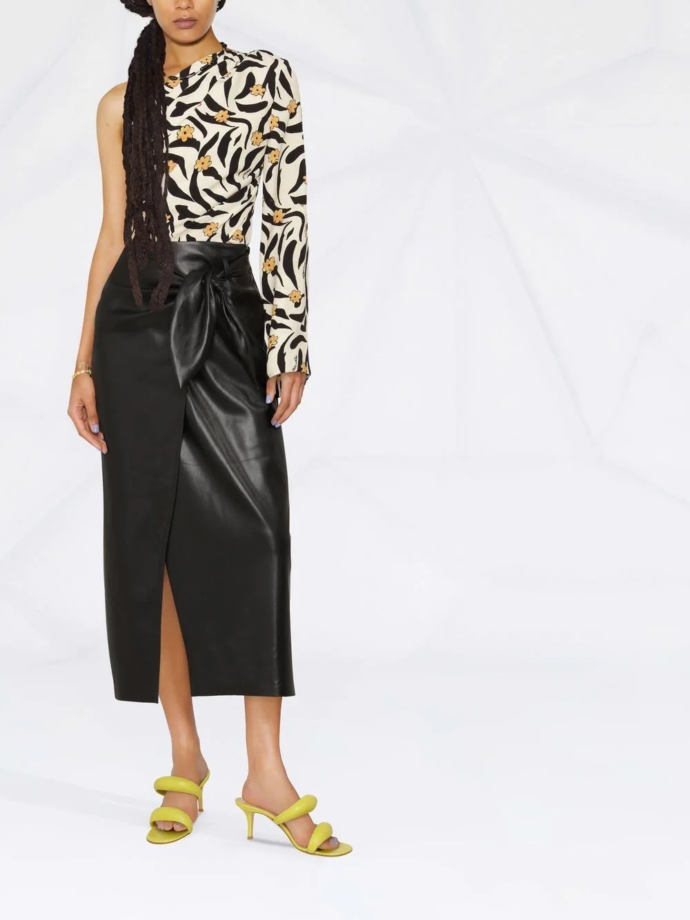 vegan-leather wrap skirt - 2