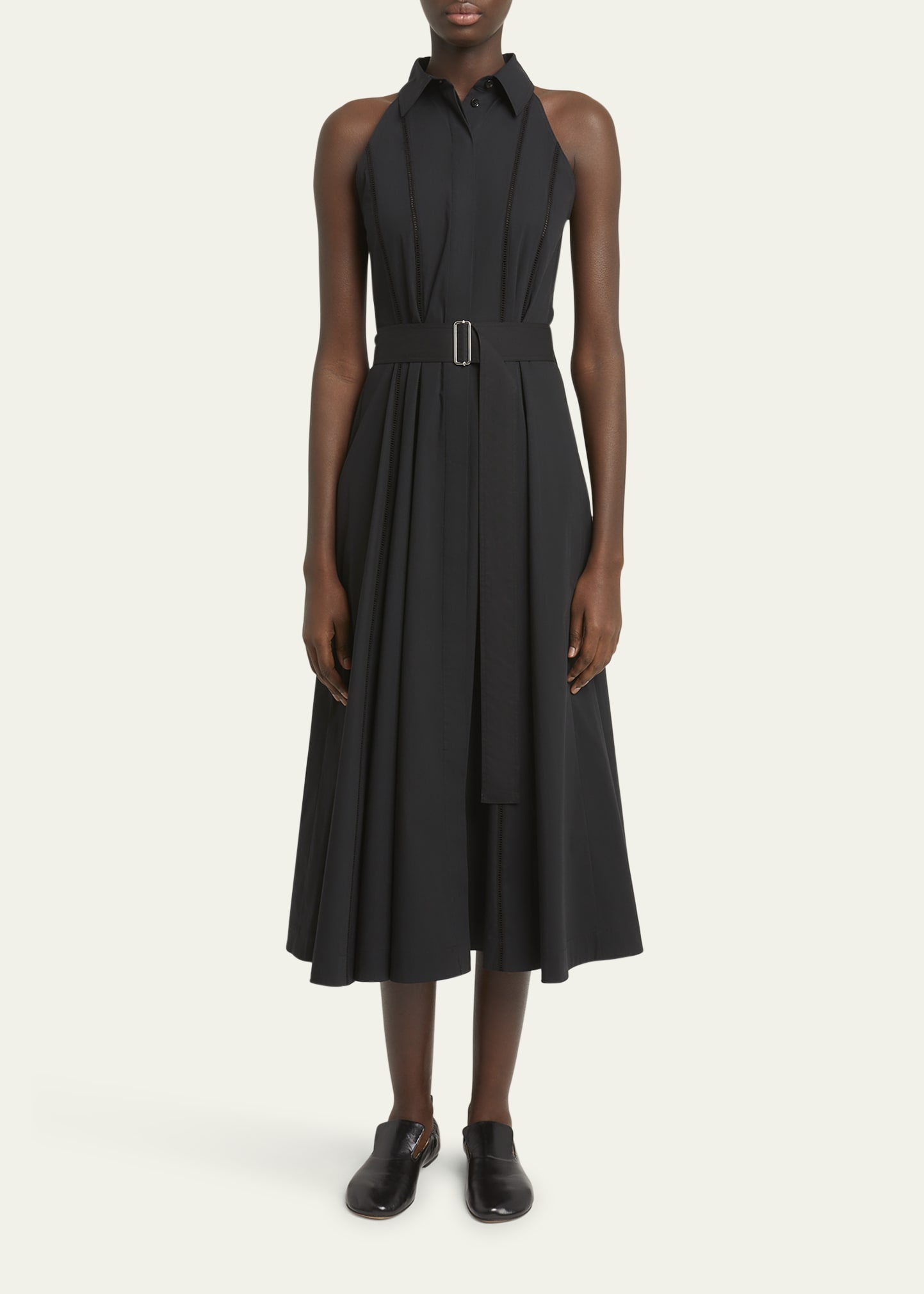 Dorothy Belted Ladder Stitch Poplin Midi Dress - 2