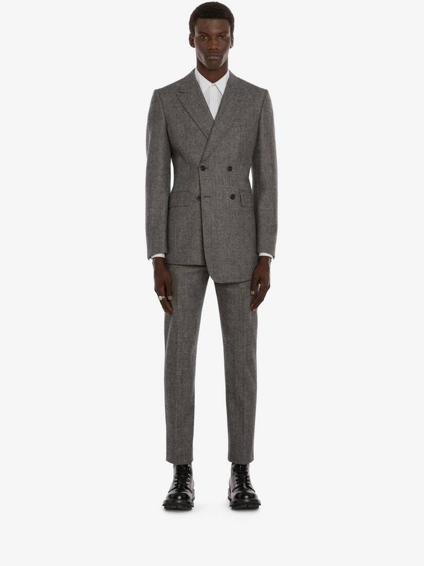 Prince Of Wales Wool Flannel Jacket in Mid Grey - 2