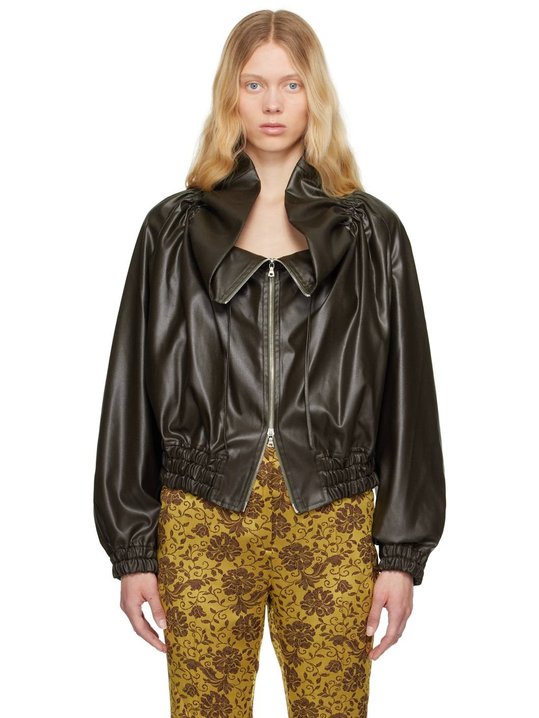 Khaki Cocoon Bomber Jacket - 1