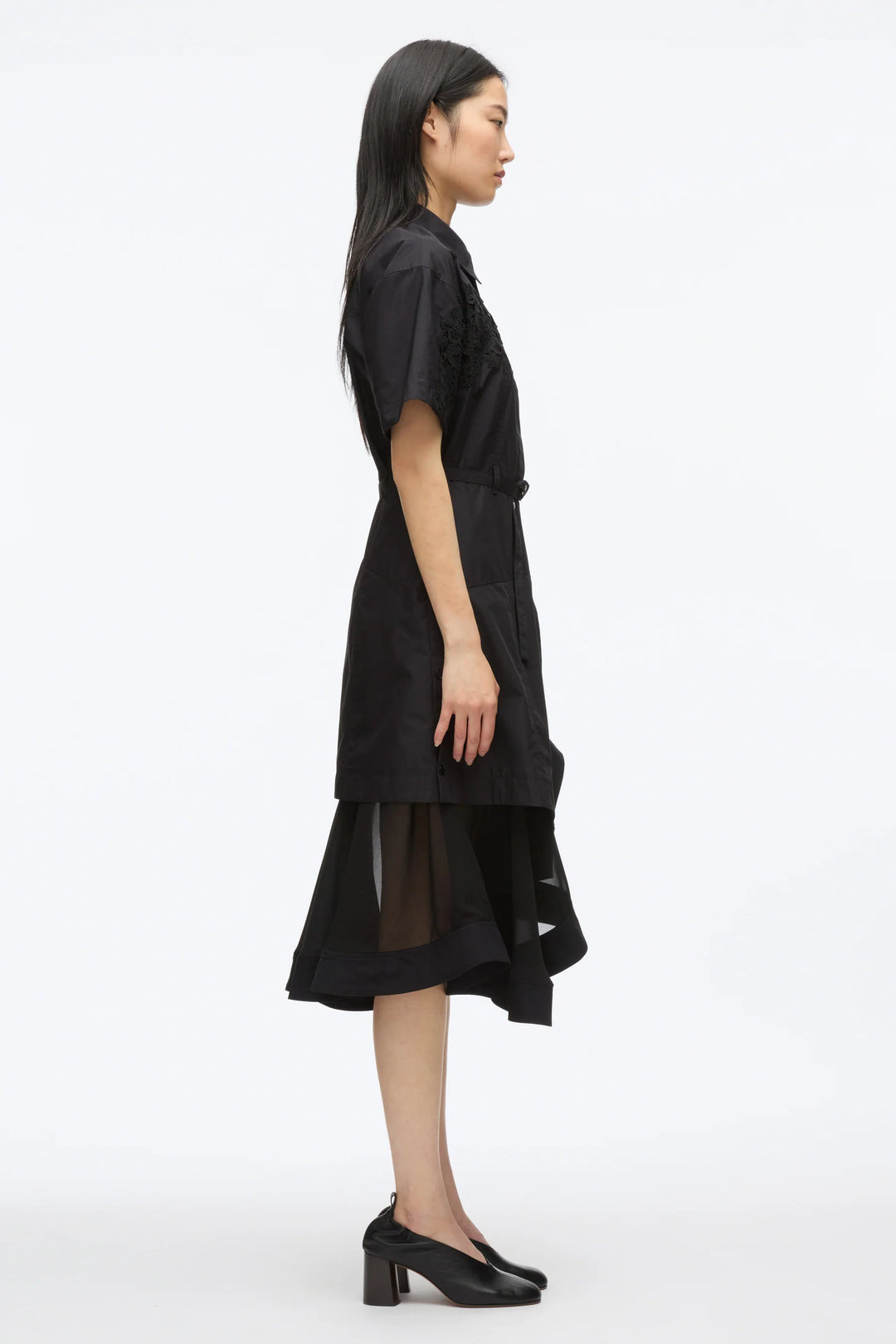 Cascade Hem Combo Shirt Dress - 4