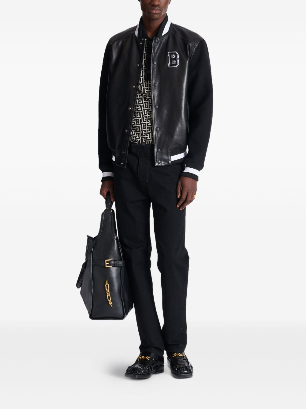 varsity leather bomber jacket - 2
