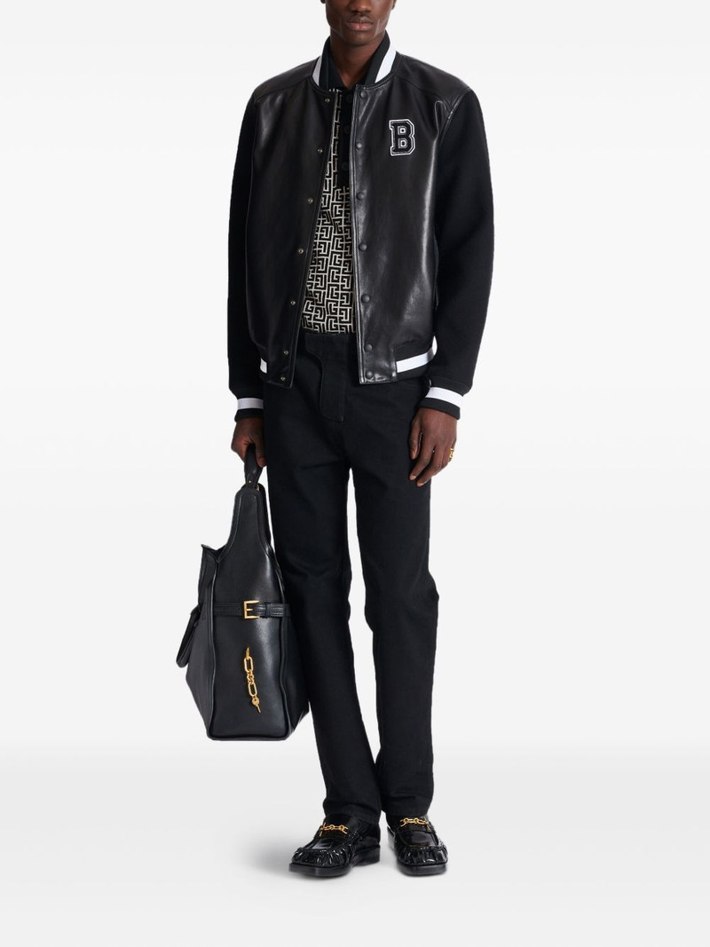 Balmain varsity leather bomber jacket outlook