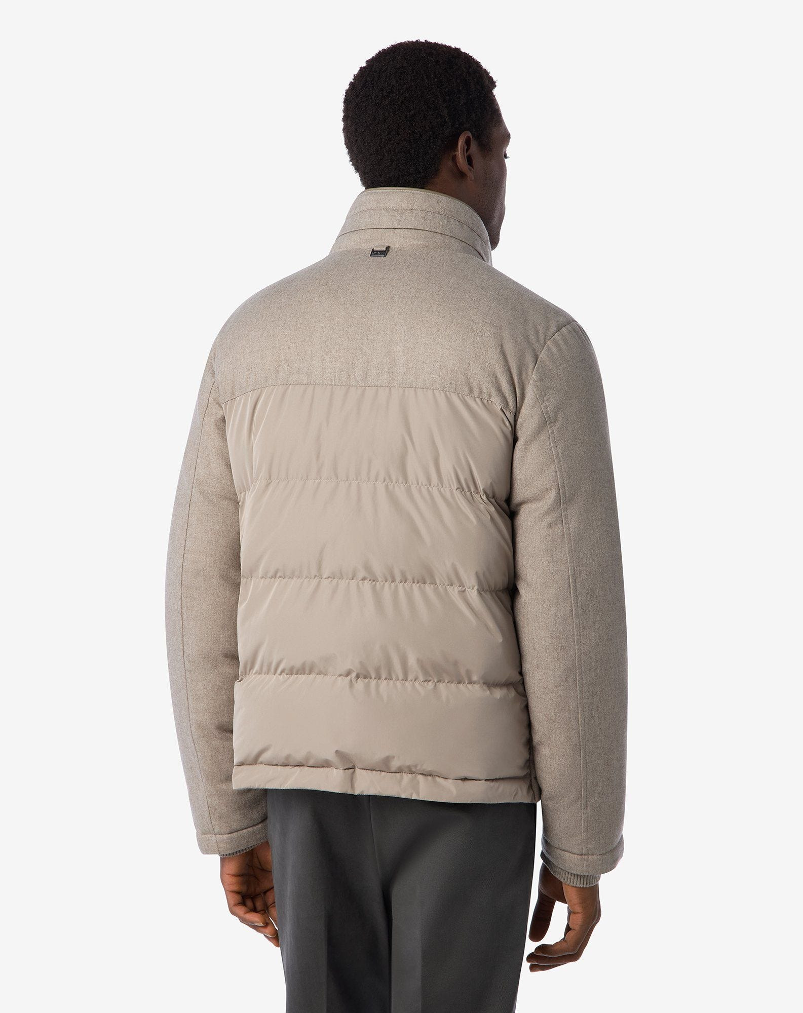 Beige technical fabric and cashmere jacket - 3