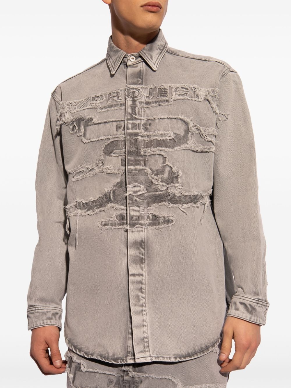 frayed denim shirt - 3