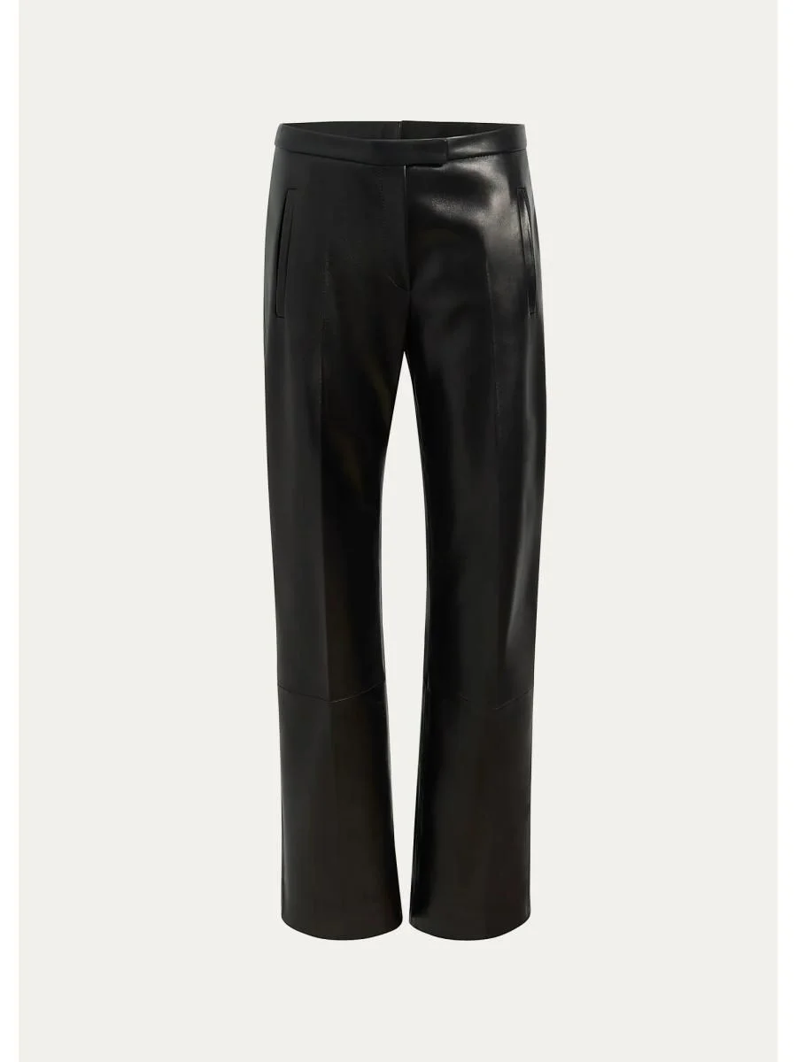 Miles Leather Straight-Leg Pants - 1