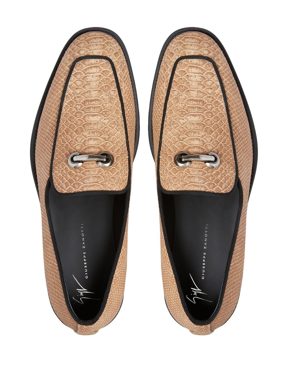 snakeskin leather loafers - 4