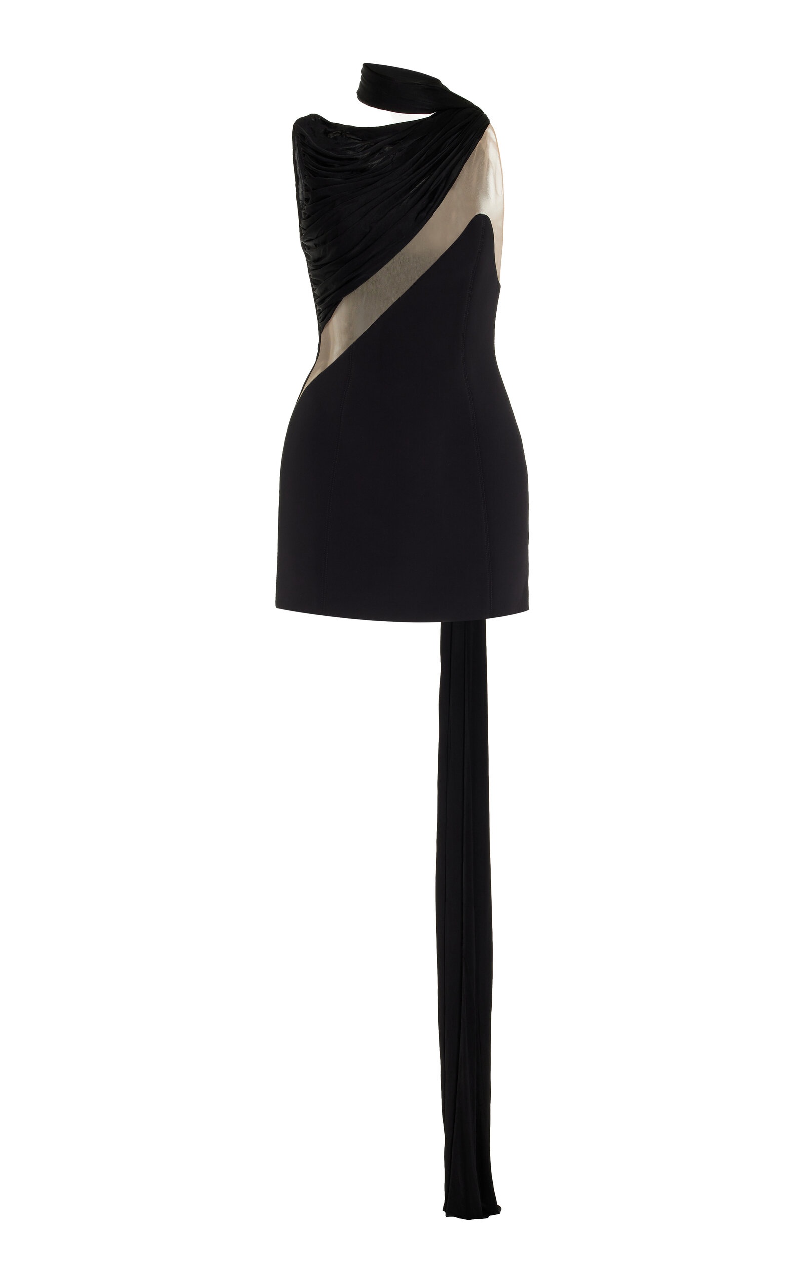 Tulle-Paneled Neoprene Mini Dress black - 1