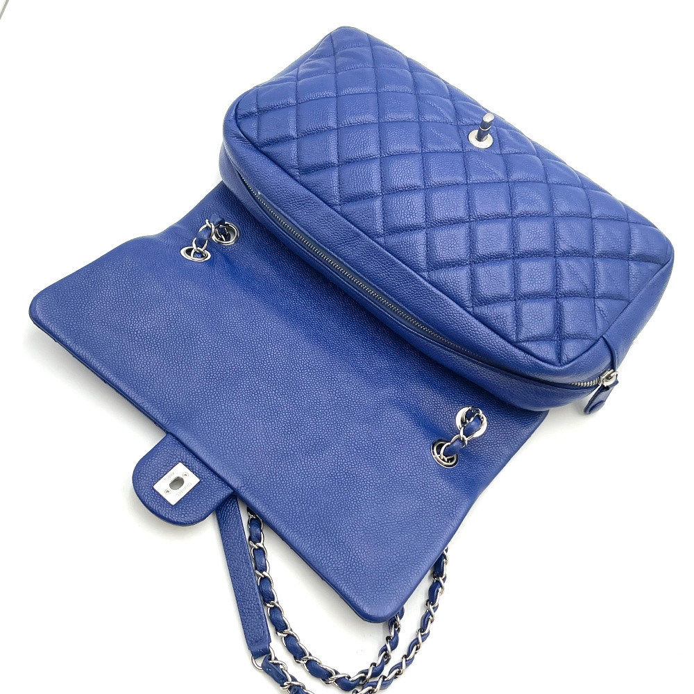 Chanel No. 18 Cobalt Blue Caviar Seasonal Classic Flap Bag Jumbo - 8