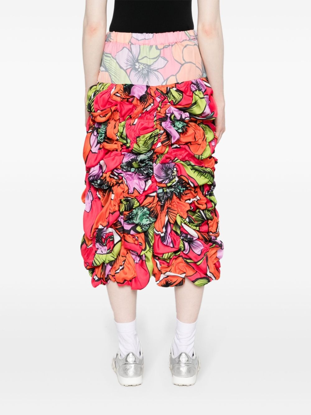 floral-print ruched midi skirt - 4