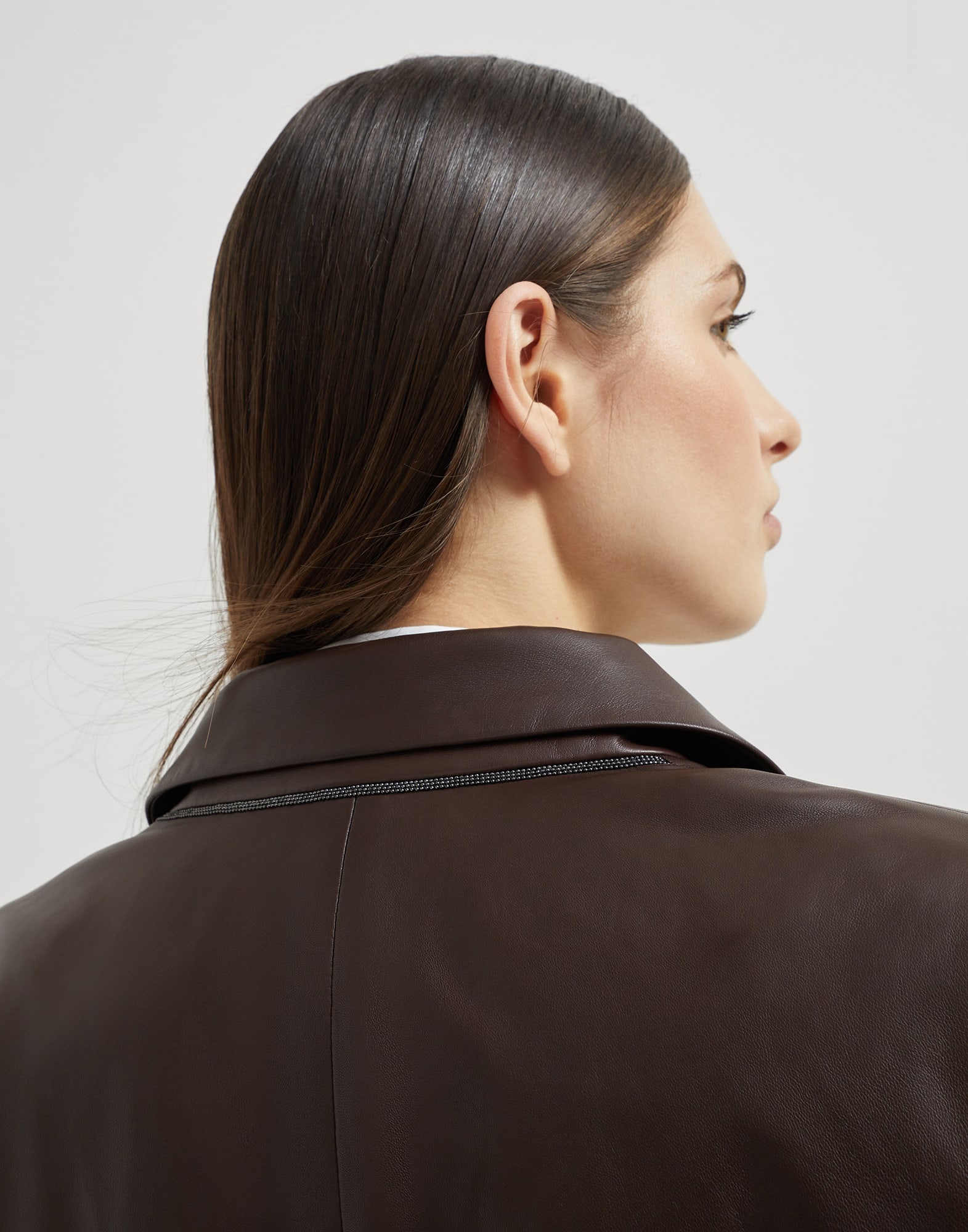Nappa leather blazer with monili - 3