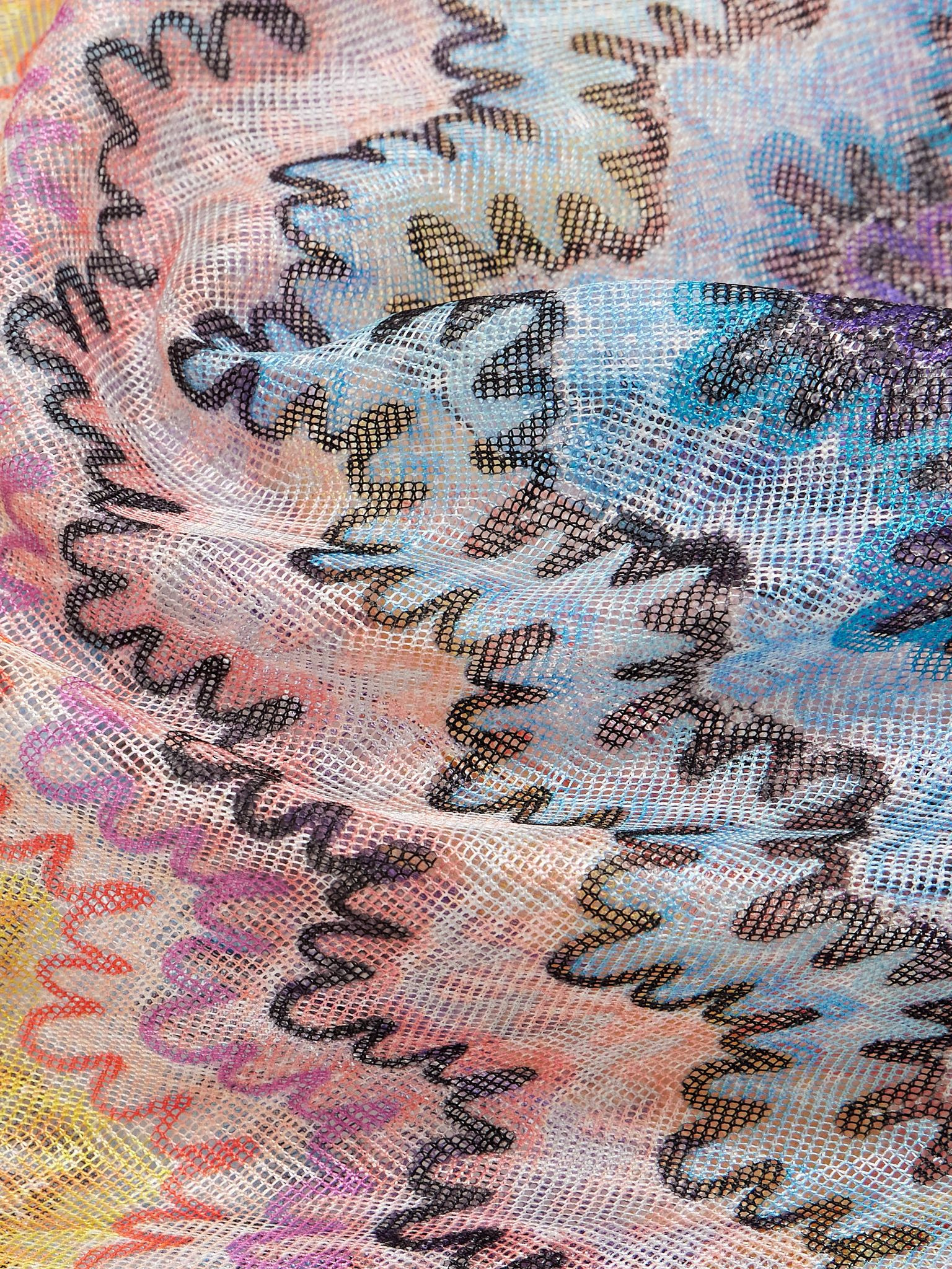 One-shoulder cutout printed mesh maxi dress Multi - 4