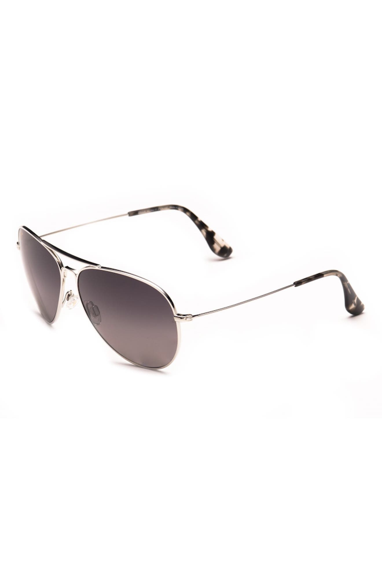 Maui Jim Mavericks 61mm Polarized Oversize Aviator Sunglasses in Silver at Nordstrom - 2