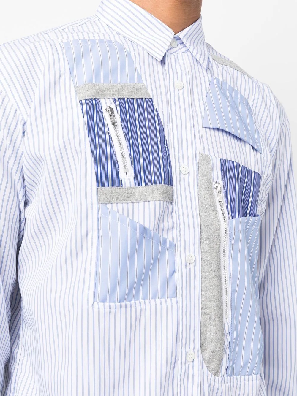 patchwork-panel button-up shirt - 5
