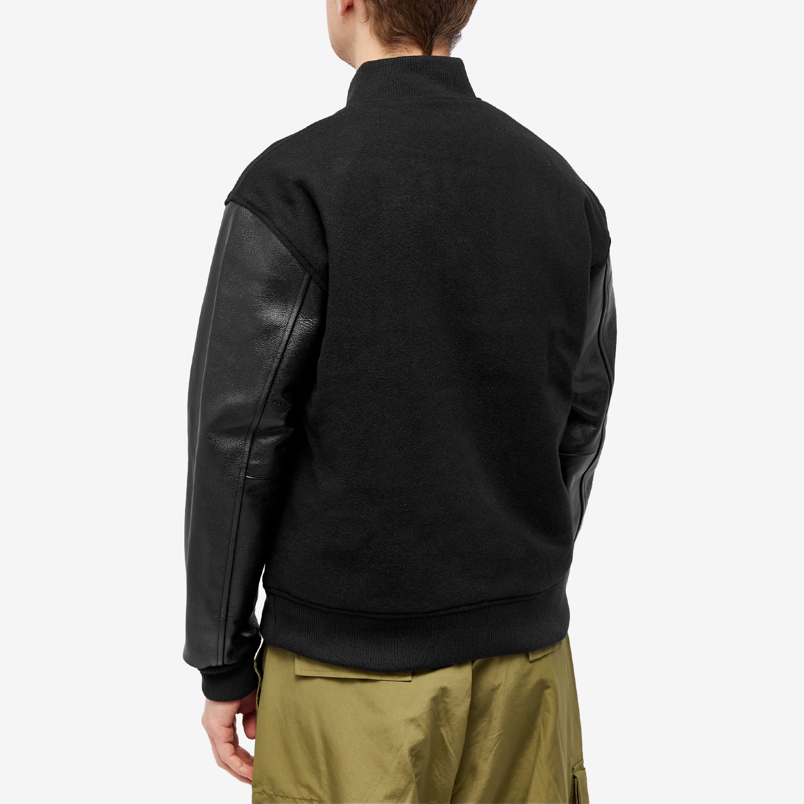 SOPHNET. Leather Sleeve Varsity Jacket - 3