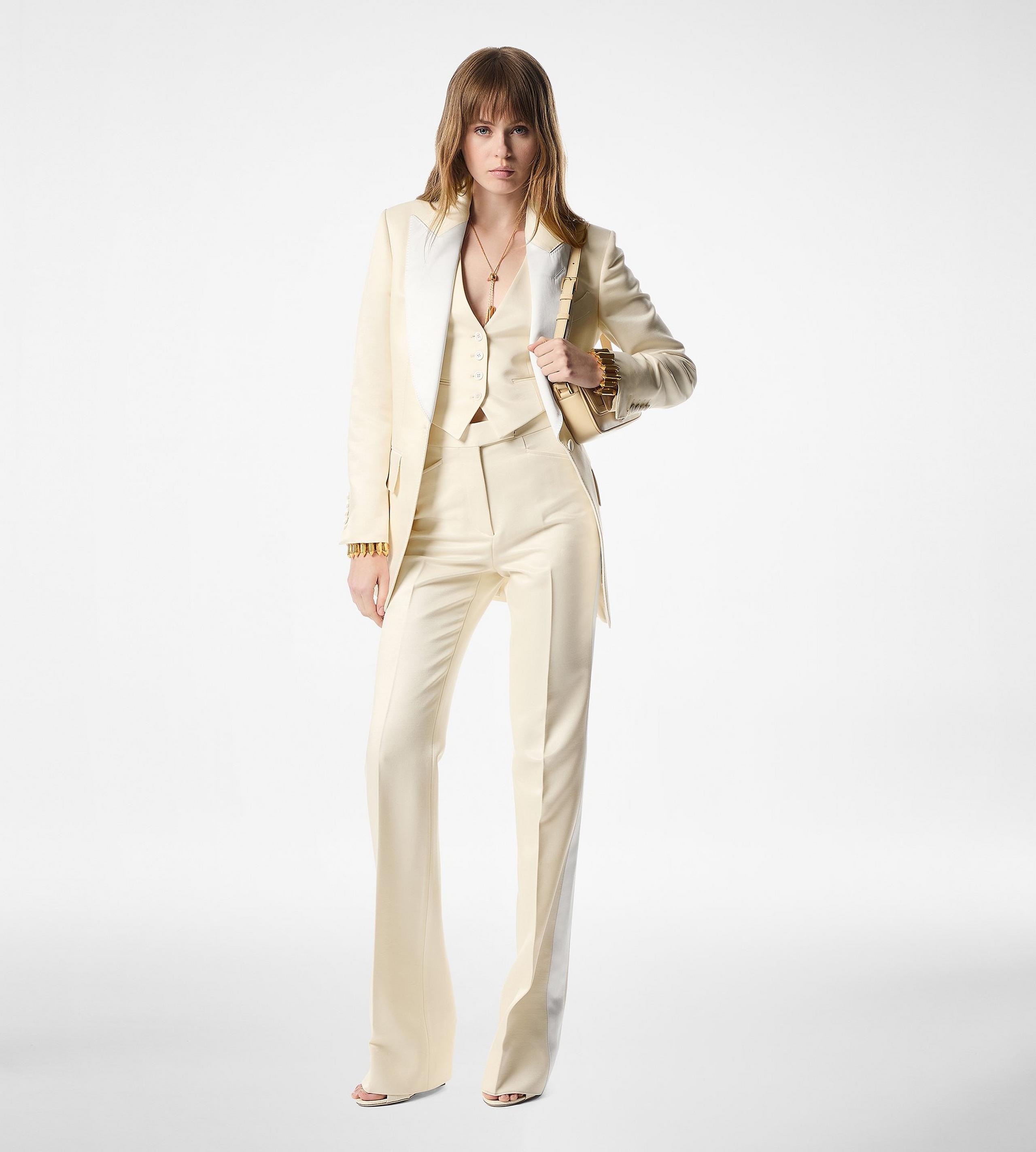 TOM FORD LUSTROUS BARATHEA SILK WOOL TAILORED TUXEDO WIDE