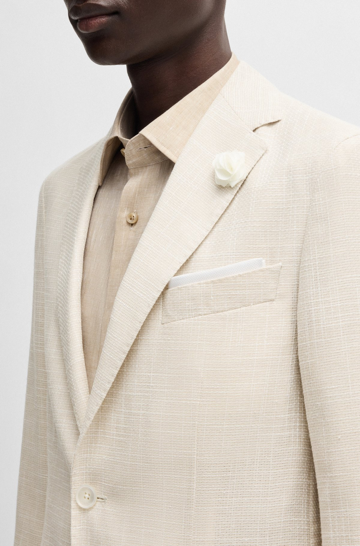 SLIM-FIT BLAZER IN MICRO-PATTERNED FABRIC - 5