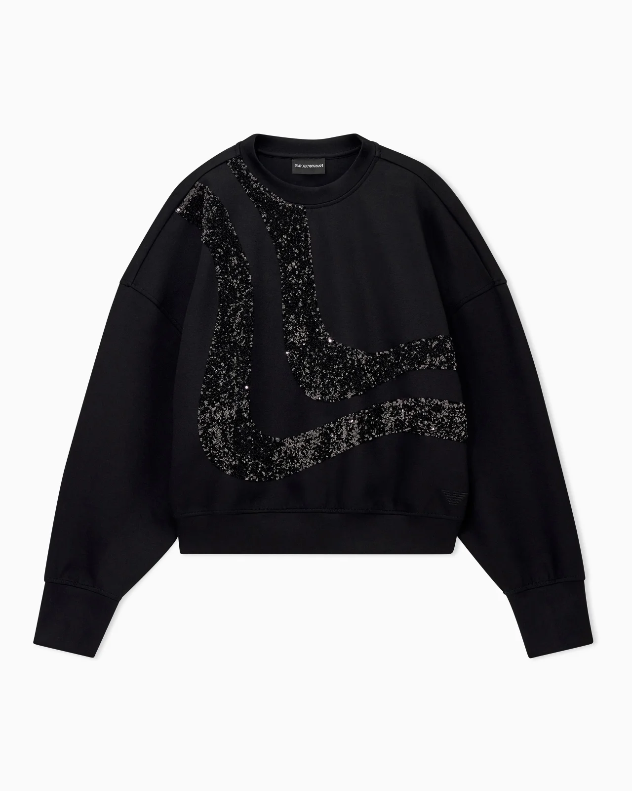 CREW-NECK SCUBA SWEATSHIRT WITH ABSTRACT SEQUIN DESIGN - 1