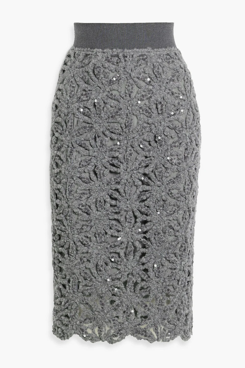 Sequin-embellished wool-blend skirt - 1