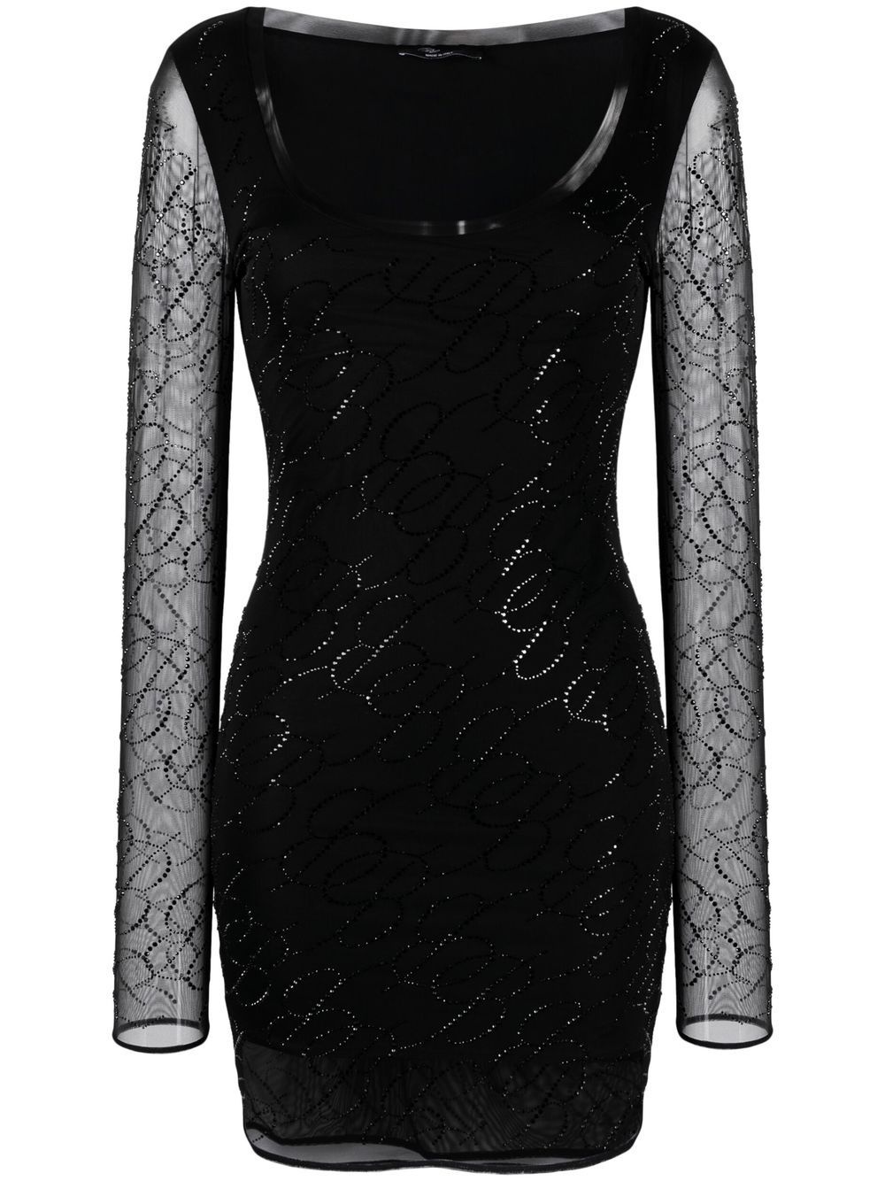 rhinestone logo minidress - 1