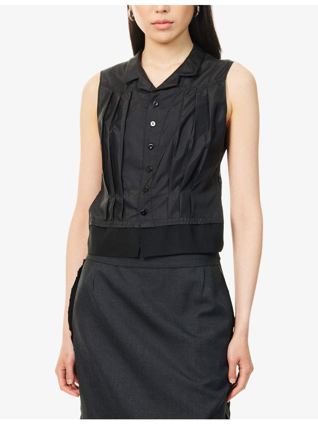 Pleated Sleeveless Woven Top - 3