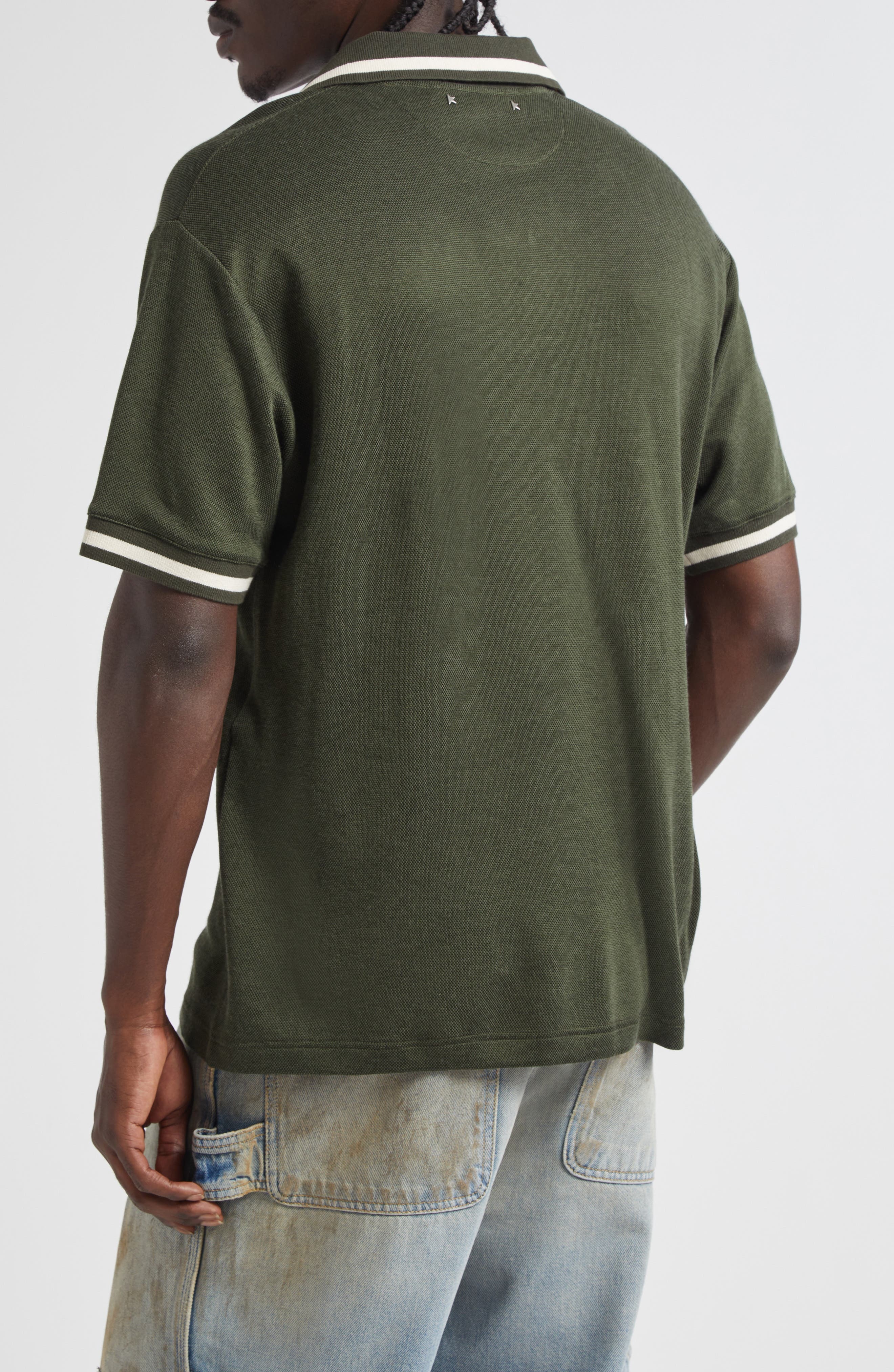 Golden Goose Journey Fluid Jersey Polo in Grape Leaf at Nordstrom - 3