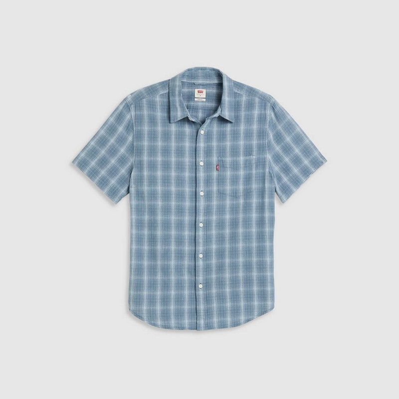 SHORT SLEEVE SUNSET COTTON LINEN ONE POCKET SHIRT 1