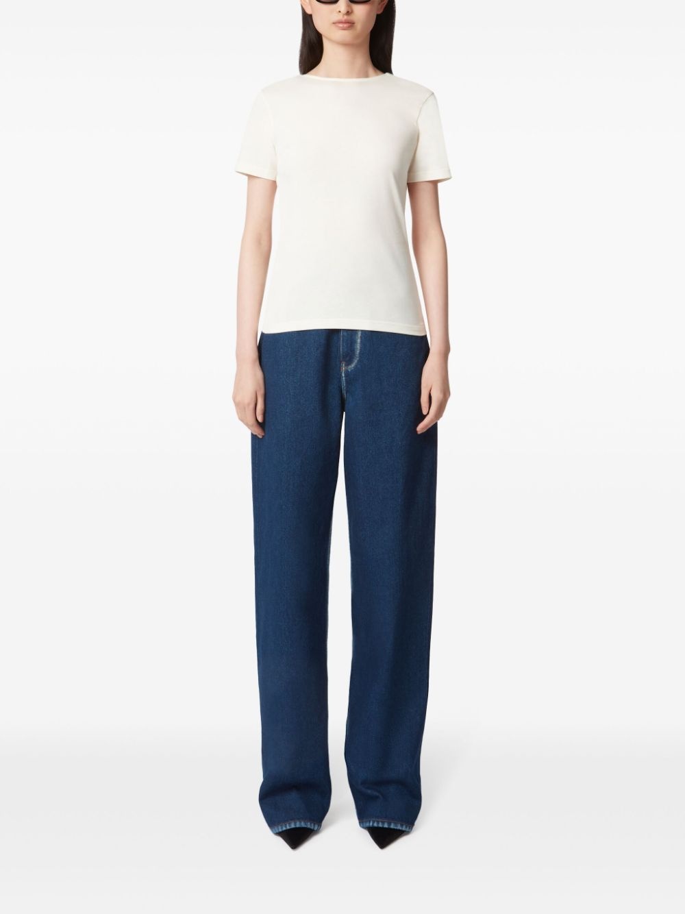 plunging draped back T-shirt - 2