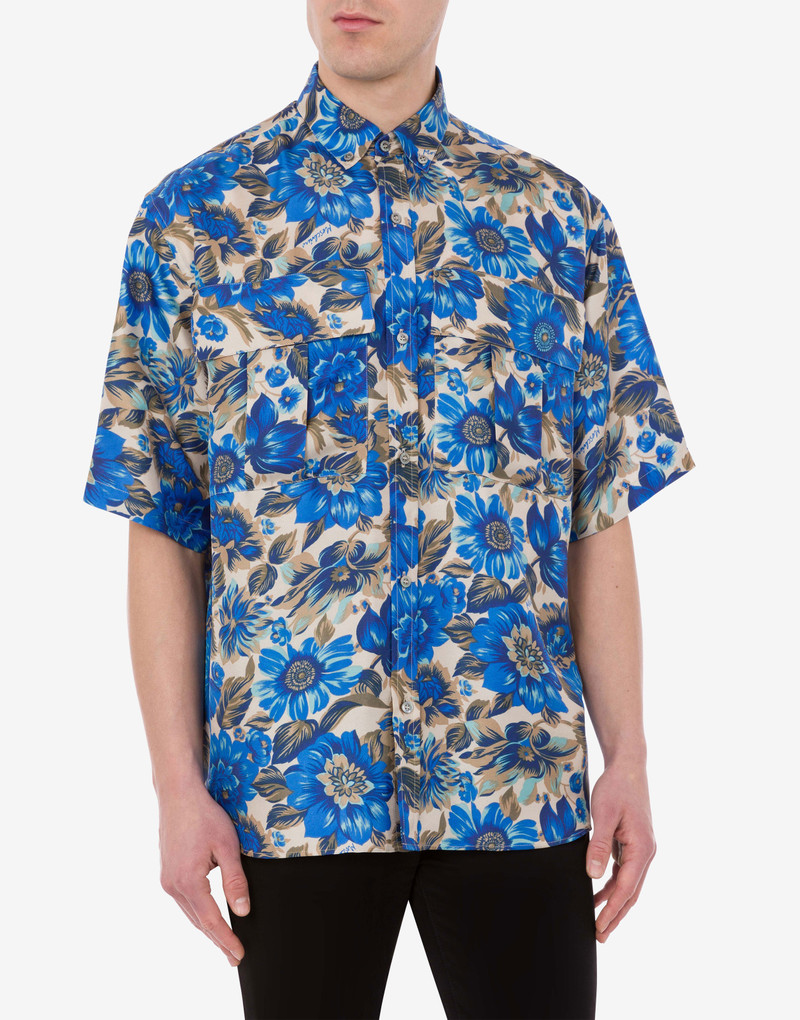 Moschino ALLOVER BLUE FLOWERS SHORT-SLEEVED SHIRT outlook