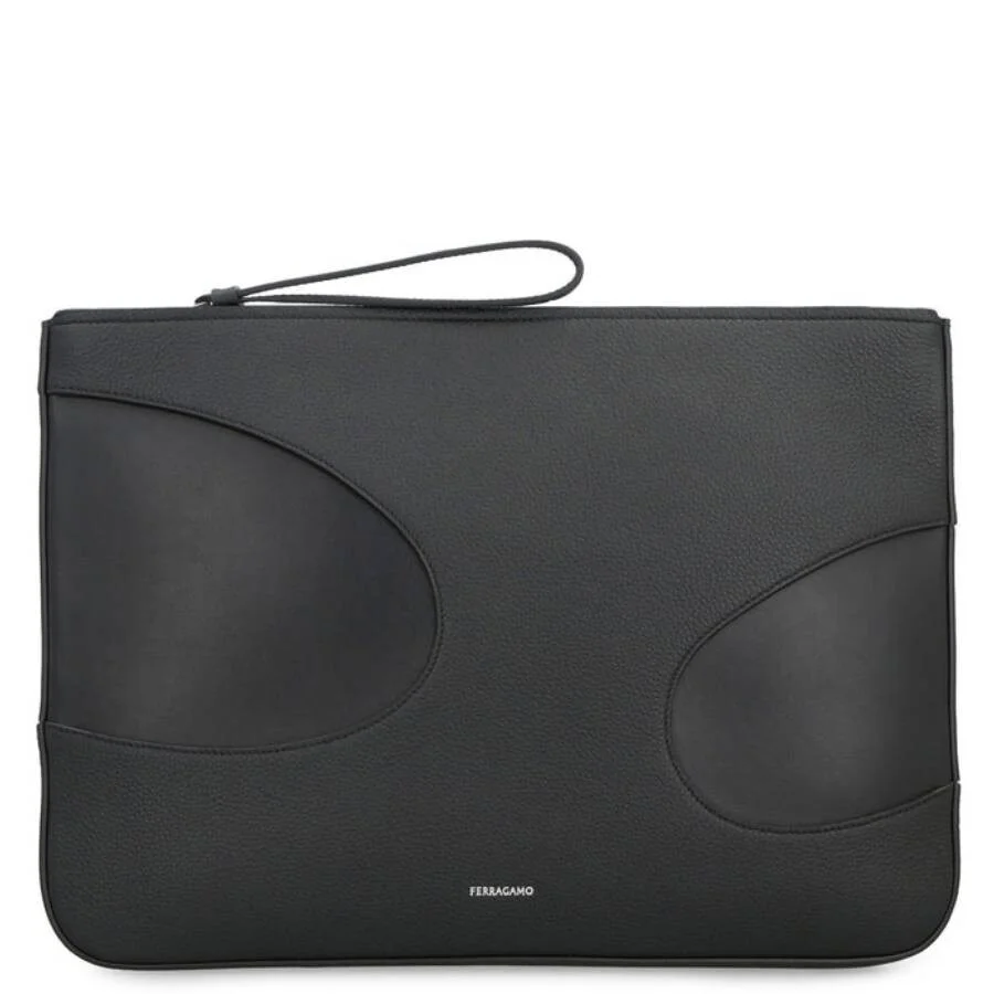 Ferragamo Black Leather Zip Pouch - 1