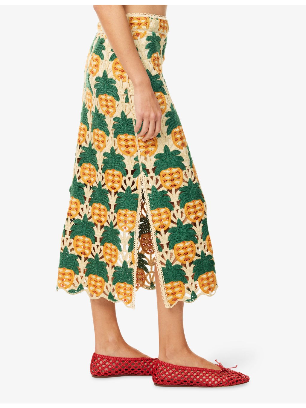 Pineapple Crochet Woven Midi Skirt - 3