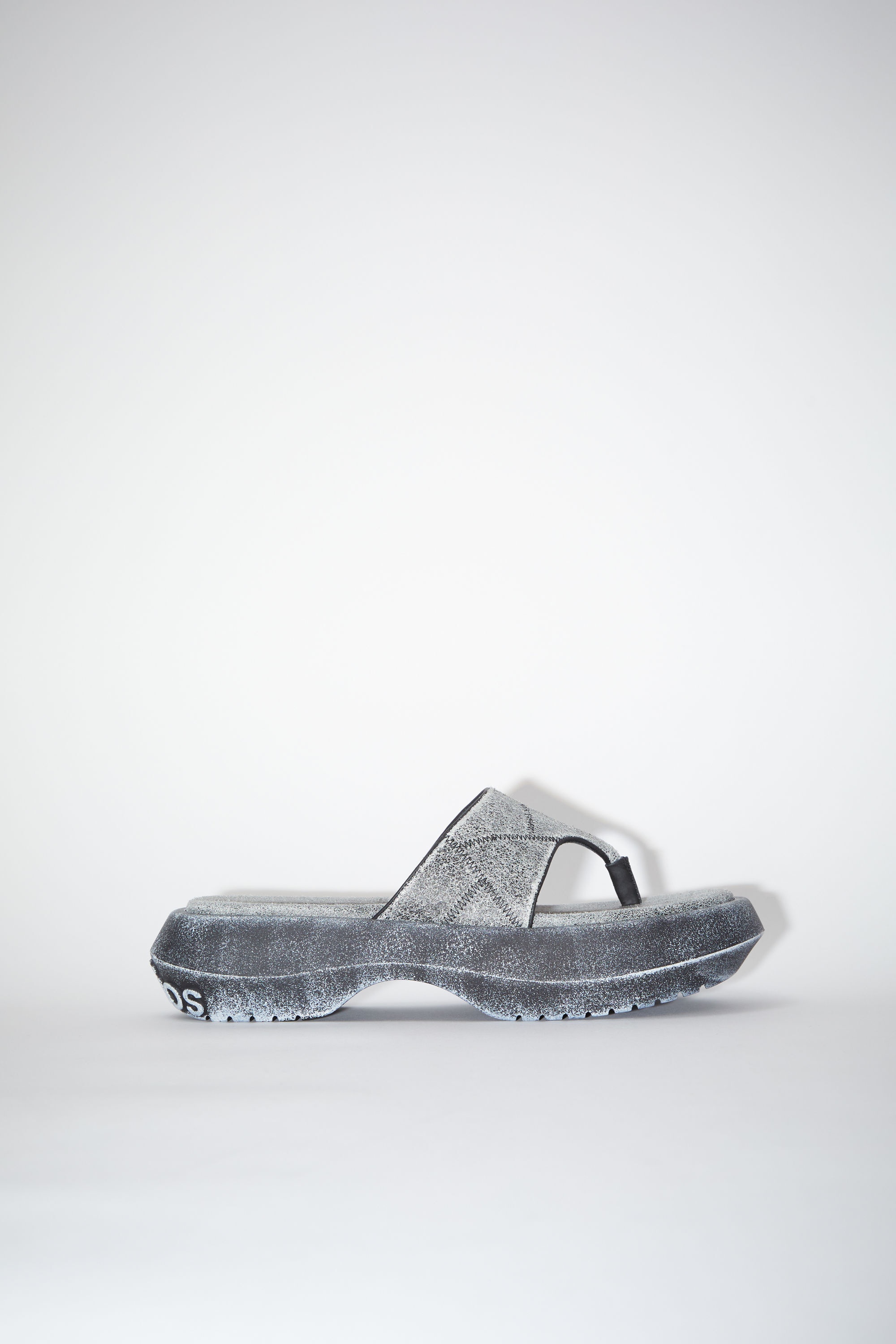 Reversed leather sandals - Black/beige - 1