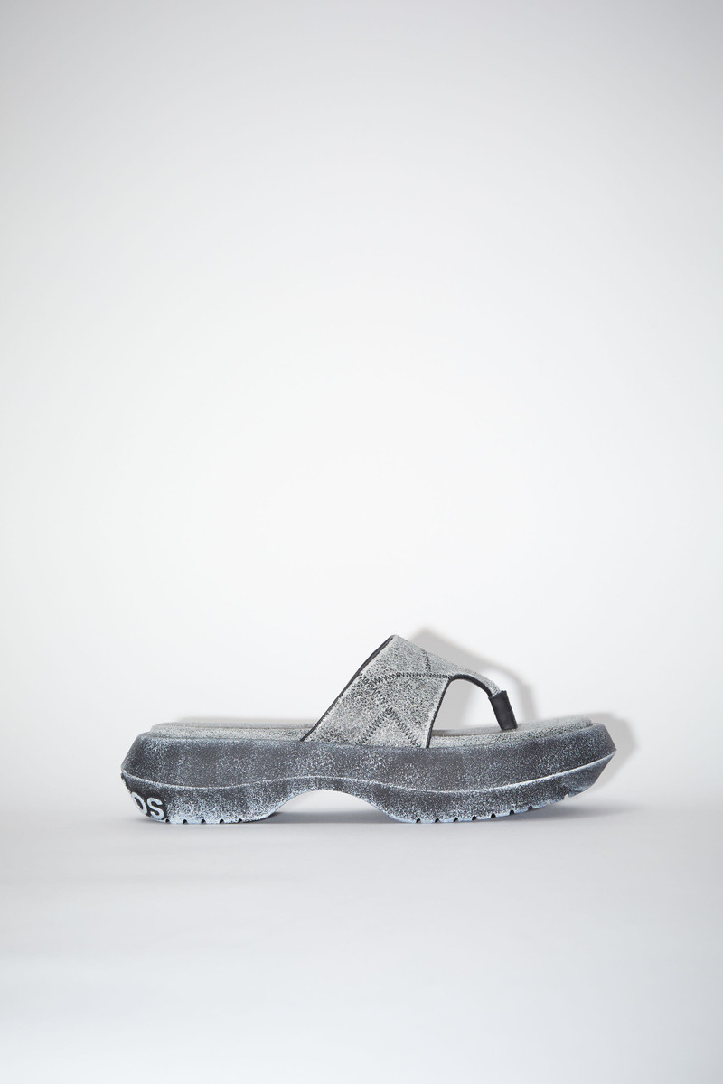 Reversed leather sandals - Black/beige 1