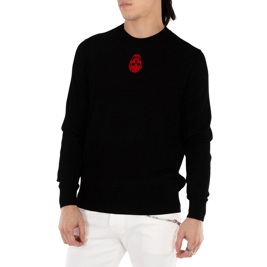 Alexander Mcqueen Men's Black Inverted Skull-Embroidered Sweater - 3